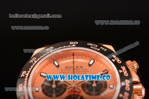 Rolex Daytona Chrono Swiss Valjoux 7750 Automatic Rose Gold Case with PVD Bezel Stick Markers and Rose Gold Dial (BP) - Click Image to Close
