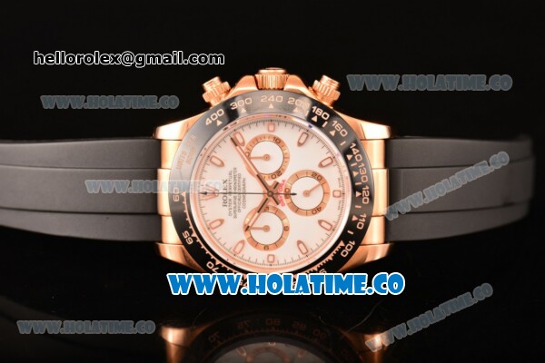 Rolex Daytona Chrono Swiss Valjoux 7750 Automatic Rose Gold Case with PVD Bezel Stick Markers and White Dial (BP) - Click Image to Close