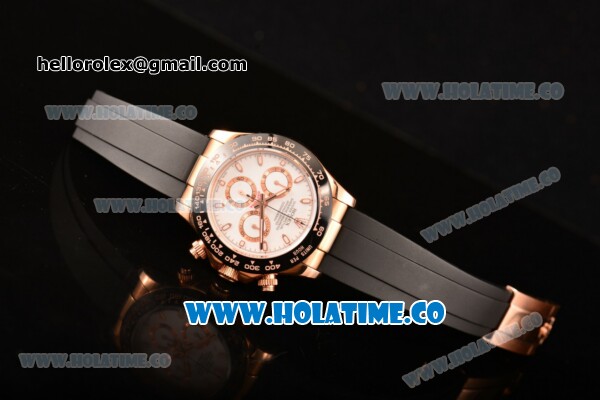 Rolex Daytona Chrono Swiss Valjoux 7750 Automatic Rose Gold Case with PVD Bezel Stick Markers and White Dial (BP) - Click Image to Close