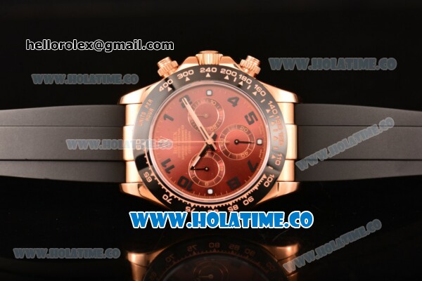Rolex Daytona Chrono Swiss Valjoux 7750 Automatic Rose Gold Case with PVD Bezel Stick Markers and Brown Dial (BP) - Click Image to Close