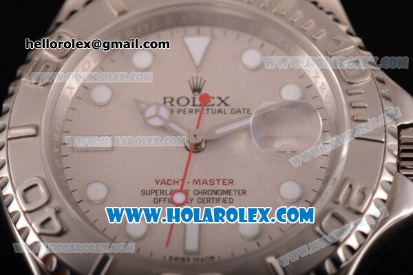 Rolex Yacht-Master 40 Swiss ETA 2836 Automatic Steel Case/Bracelet with Silver Dial and Luminous Dot Markers (BP) - Click Image to Close