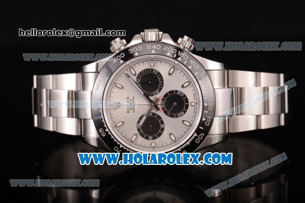 Rolex Daytona Chrono Swiss Valjoux 7750 Automatic Steel Case with PVD Bezel White Dial and White Stick Markers (JF) - Click Image to Close