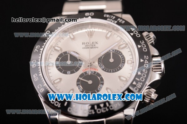 Rolex Daytona Chrono Swiss Valjoux 7750 Automatic Steel Case with PVD Bezel White Dial and White Stick Markers (JF) - Click Image to Close