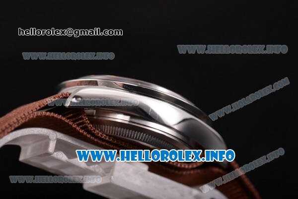 Rolex Daytona Vintage Edition Miyota Quartz Steel Case with White Dial Silver and Brown Nylon Strap (GF) - Click Image to Close