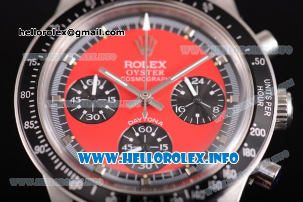 Rolex Daytona Vintage Edition Miyota Quartz Steel Case with Red Dial and Black Nylon Strap - Silver Markers (GF) - Click Image to Close