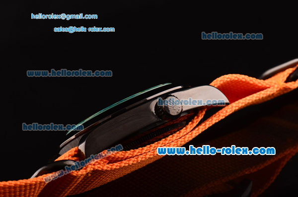 Rolex Milgauss SE Stealth Orange Asia 2813 Automatic PVD Case Orange Nylon Strap with Black Dial Orange Stick Markers - Click Image to Close