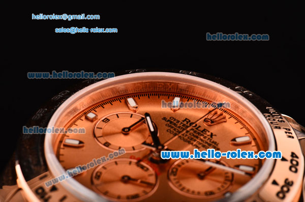Rolex Daytona Chronograph Swiss Valjoux 7750-SHG Automatic Rose Gold Case with Stick Markers and Rose Gold Strap - Click Image to Close