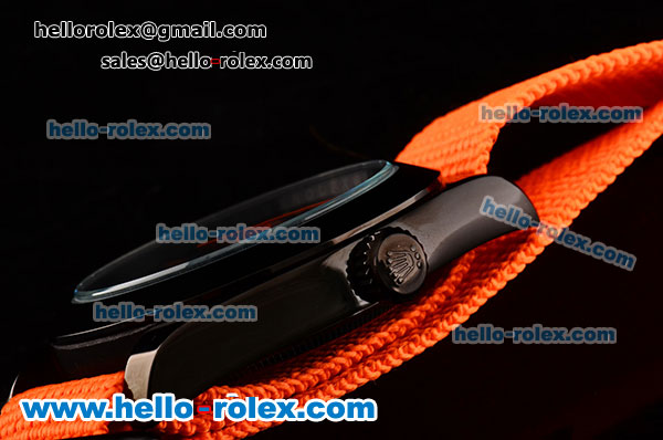 Rolex Milgauss "I lover you" Bamford Editon Orange Asia 2813 Automatic PVD Case Orange Nylon Strap with Black Dial Orange Stick Markers - Click Image to Close