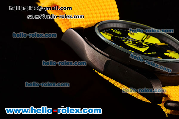 Rolex Milgauss "I lover you" Bamford Editon Yellow Asia 2813 Automatic PVD Case Yellow Nylon Strap with Black Dial Yellow Stick Markers - Click Image to Close