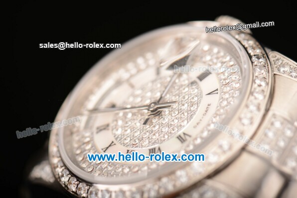 Rolex Day Date Asia 2813 Automatic Steel Case with Diamond/Steel Strap Diamond Bezel and Diamond Dial - Click Image to Close