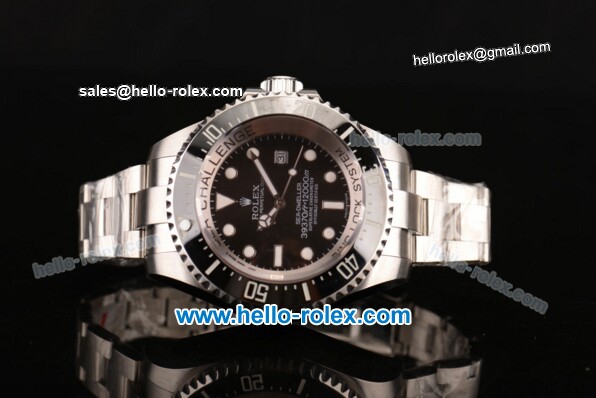 Rolex Sea-Dweller Deepsea Challenge Super Rolex 3135 Automatic Steel Case with White Markers and Black Dial - 1:1 Original - Click Image to Close