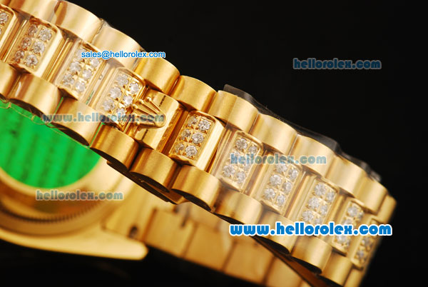 Rolex Day-Date Automatic Full Gold with Green Dial and Diamond Bezel/Strap - Click Image to Close
