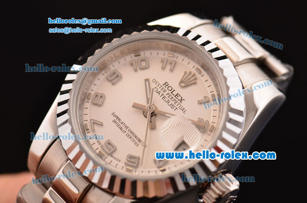 Rolex Datejust 2813 Automatic Steel Case with White Dial Numeral Markers and Stainless Steel Strap - Click Image to Close