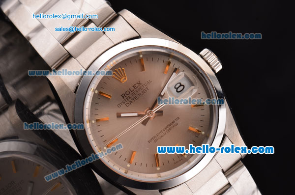 Rolex Datejust Swiss ETA 2836 Automatic Steel Case with Stainless Steel Strap Gold Stick Markers - Click Image to Close