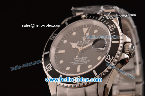 Rolex Submariner 2813 Automatic Case with White Markers Black Dial and Stainless Steel Strap - Click Image to Close