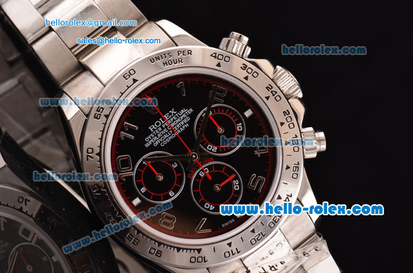Rolex Daytona Chronograph Swiss Valjoux 7750-SHG Automatic Steel Case with Black Dial and Numeral Marker - Click Image to Close