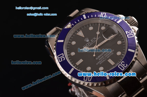 Rolex Submariner Swiss ETA 2836 Automatic Steel Case with Black Dial White Markers and Stainless Steel Strap - Click Image to Close