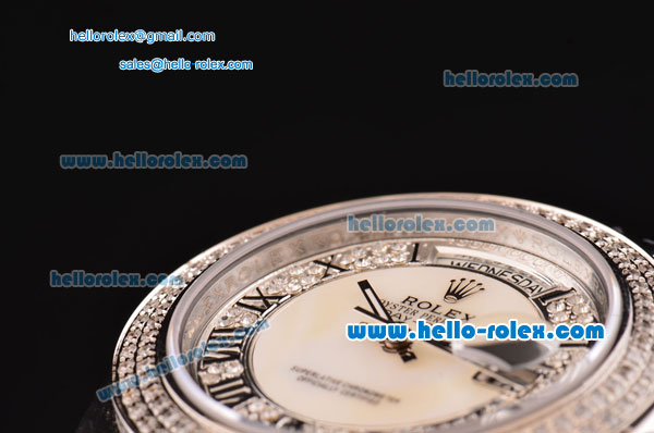 Rolex Masterpiece Swiss ETA 2836 Automatic Steel Case with Diamond/White Dial and Diamond Bezel - Click Image to Close