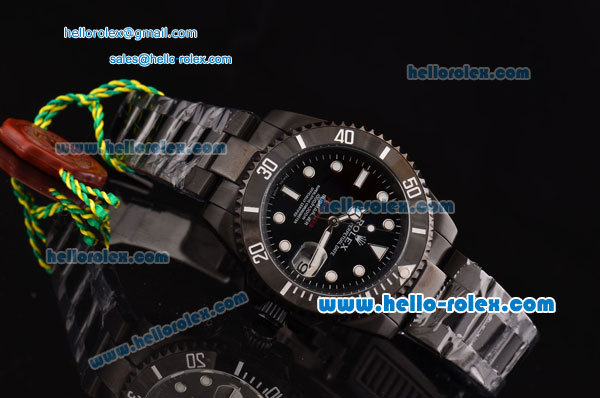 Rolex Pro-Hunter Submariner 2813 Automatic PVD Case with Black Dial Whtie Markers and PVD Strap - Click Image to Close