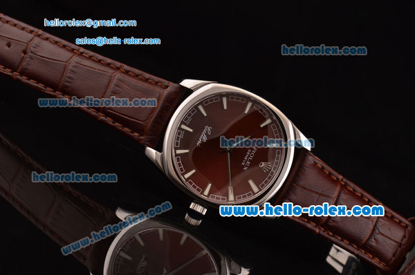 Rolex Cellini Danaos Swiss Quartz Stainless Steel Case with Brown Leather Strap Brown Dial Stick Markers - Click Image to Close