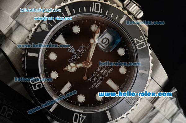 Rolex Submariner Rolex 3135 Automatic Stainless Steel Case with Stainless Steel Strap and Black Dial Stick Markers - Click Image to Close