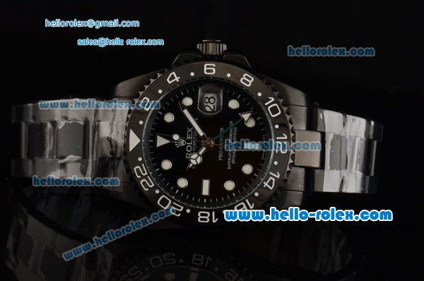 Rolex Pro-Hunter GMT-Master Asia 2813 Automatic PVD Case with PVD Strap and Black Dial Stick Markers - Click Image to Close