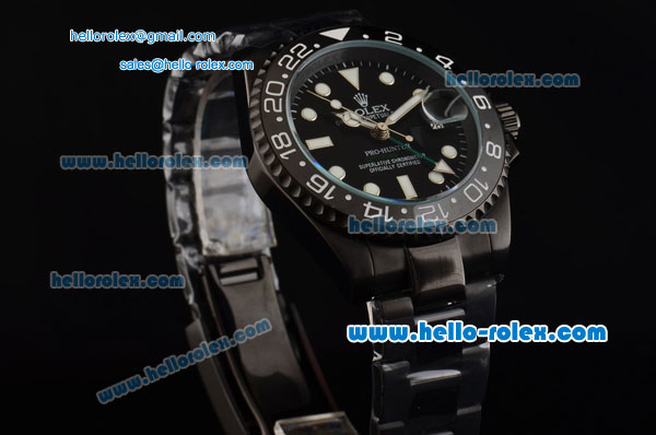 Rolex Pro-Hunter GMT-Master Asia 2813 Automatic PVD Case with PVD Strap and Black Dial Stick Markers - Click Image to Close