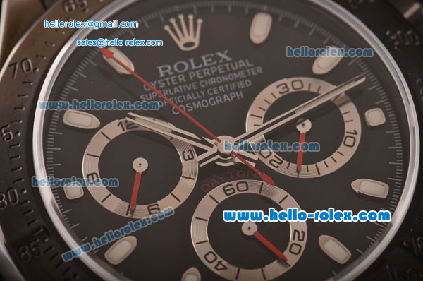 Rolex Daytona Chronograph Swiss Valjoux 7750 Automatic Brushed Full PVD and Black Dial - Click Image to Close