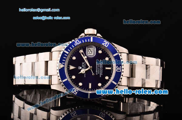 Rolex Submariner Asia 2813 Automatic Steel Case/Strap with Blue Dial and Super LumiNova Markers - ETA Coating - Click Image to Close