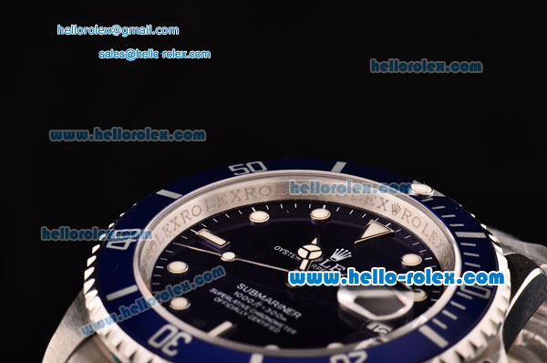 Rolex Submariner Asia 2813 Automatic Steel Case/Strap with Blue Dial and Super LumiNova Markers - ETA Coating - Click Image to Close