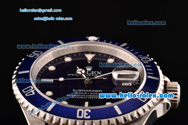 Rolex Submariner Asia 2813 Automatic Steel Case/Strap with Blue Dial and Super LumiNova Markers - ETA Coating - Click Image to Close