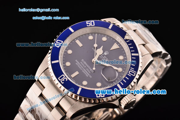 Rolex Submariner Asia 2813 Automatic Steel Case/Strap with Blue Dial and Super LumiNova Markers - ETA Coating - Click Image to Close