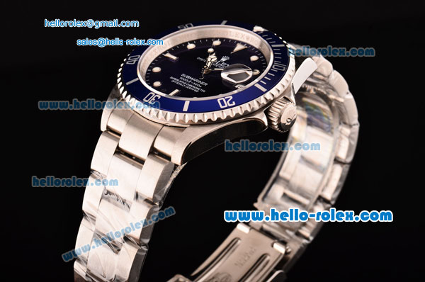 Rolex Submariner Asia 2813 Automatic Steel Case/Strap with Blue Dial and Super LumiNova Markers - ETA Coating - Click Image to Close