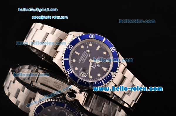 Rolex Submariner Asia 2813 Automatic Steel Case/Strap with Blue Dial and Super LumiNova Markers - ETA Coating - Click Image to Close