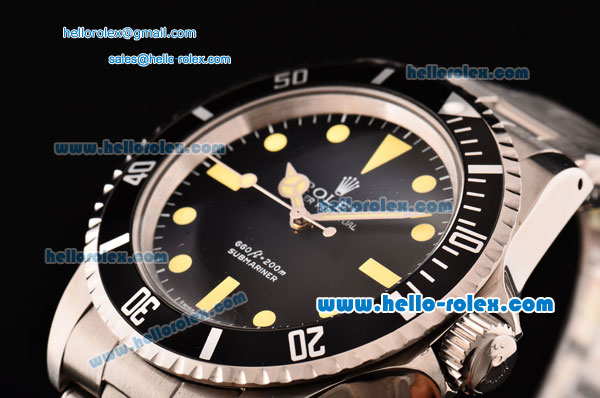 Rolex Submariner Oyster Perpetual Comenx Swiss ETA 2836 Automatic Full Steel with Black Dial and Yellow Markers - Click Image to Close
