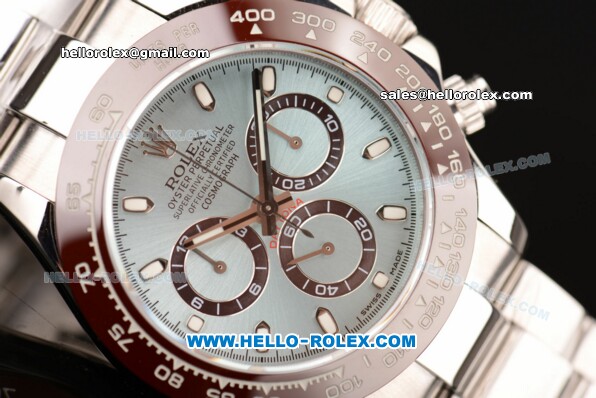 Rolex Daytona 2013 New Desige Chrono Swiss Valjoux 7750 Automatic Steel Case with Blue Dial Stick Markers and Ceramic Bezel - Click Image to Close