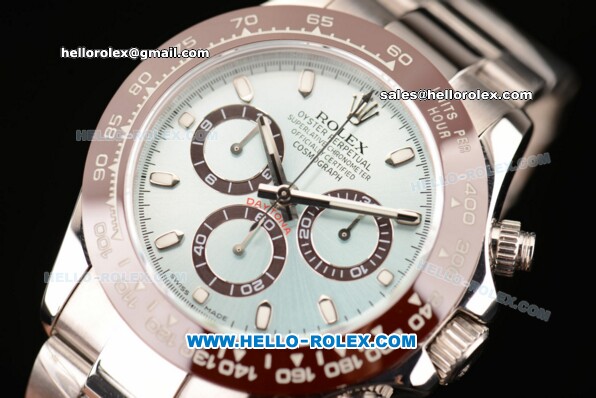 Rolex Daytona 2013 New Desige Chrono Swiss Valjoux 7750 Automatic Steel Case with Blue Dial Stick Markers and Ceramic Bezel - Click Image to Close