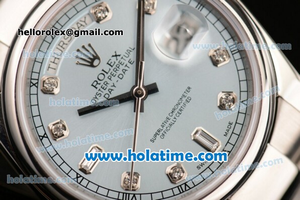 Rolex Day Date Swiss ETA 2836 Automatic Full Steel with Blue Dial and Diamond Markers - Click Image to Close