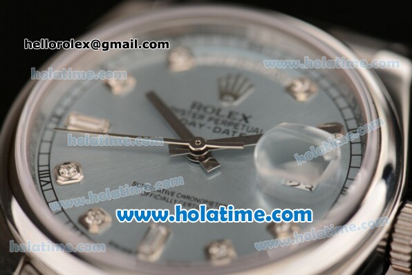 Rolex Day Date Swiss ETA 2836 Automatic Full Steel with Blue Dial and Diamond Markers - Click Image to Close