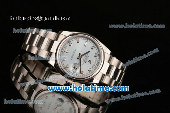 Rolex Day Date Swiss ETA 2836 Automatic Full Steel with Blue Dial and Diamond Markers - Click Image to Close