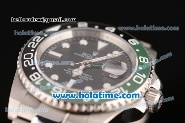 Rolex GMT-Master II Asia 2813 Automatic Full Steel with Black Dial and Green/Black Bezel - Click Image to Close