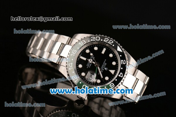 Rolex GMT-Master II Asia 2813 Automatic Full Steel with Black Dial and Green/Black Bezel - Click Image to Close
