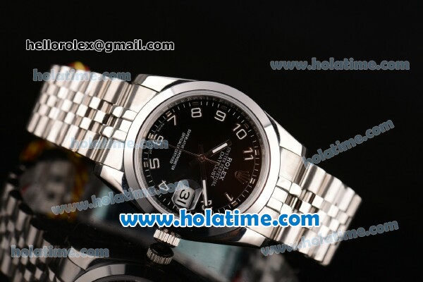 Rolex Datejust Swiss ETA 2836 Automatic Movement Stainless Steel Case with Black Dial and White Numeral Markers - Click Image to Close