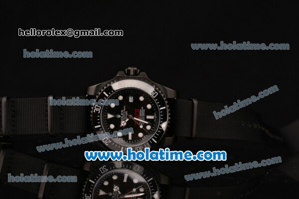 Rolex Pro-Hunter Sea-Dweller Swiss ETA 2836 Automatic PVD Case with Black Nylon Strap White Markers and Black Dial - Click Image to Close