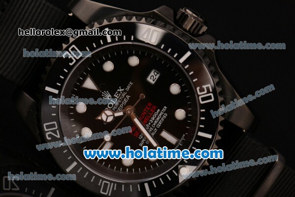 Rolex Pro-Hunter Sea-Dweller Swiss ETA 2836 Automatic PVD Case with Black Nylon Strap White Markers and Black Dial - Click Image to Close