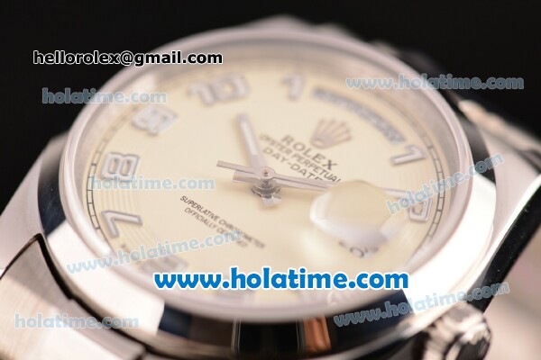Rolex Day Date Swiss ETA 2836 Automatic Full Steel with Beige Dial and Arabic Numeral Markers - Click Image to Close