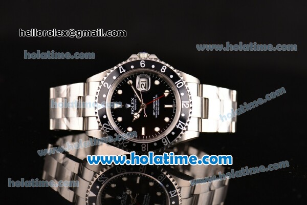 Rolex GMT-Master Vintage Rolex 3186 Automatic Full Steel with White Dot Markers and Black Dial (BP) - Click Image to Close