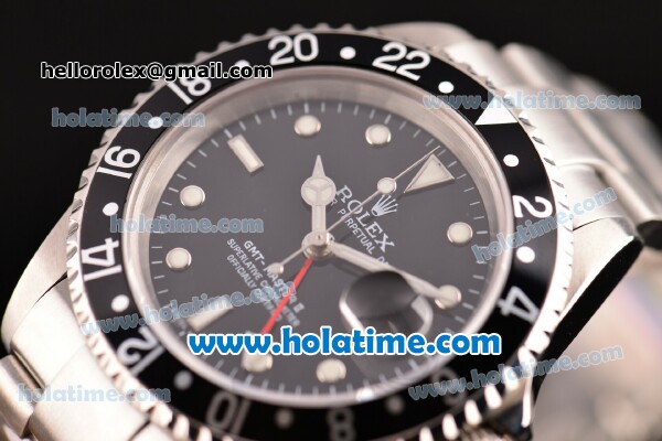 Rolex GMT-Master Vintage Rolex 3186 Automatic Full Steel with White Dot Markers and Black Dial (BP) - Click Image to Close