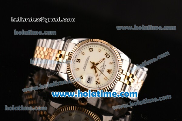 Rolex Datejust Swiss ETA 2836 Automatic 18K Yellow Gold/Steel Case with 18K Yellow Gold Bezel and Beige Dial (BP) - Click Image to Close