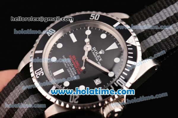 Rolex Submariner Sea-Dweller Vintage Asia 2813 Automatic Stainless Steel Case with Nylon Strap and Black Dial - Click Image to Close